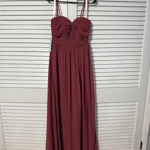 Azazie Strapless Wine Maxi Dress